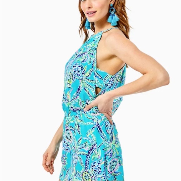 Lilly Pulitzer Gianni Skort Romper in "Bermuda Blue Turtle" XL - Picture 2 of 9